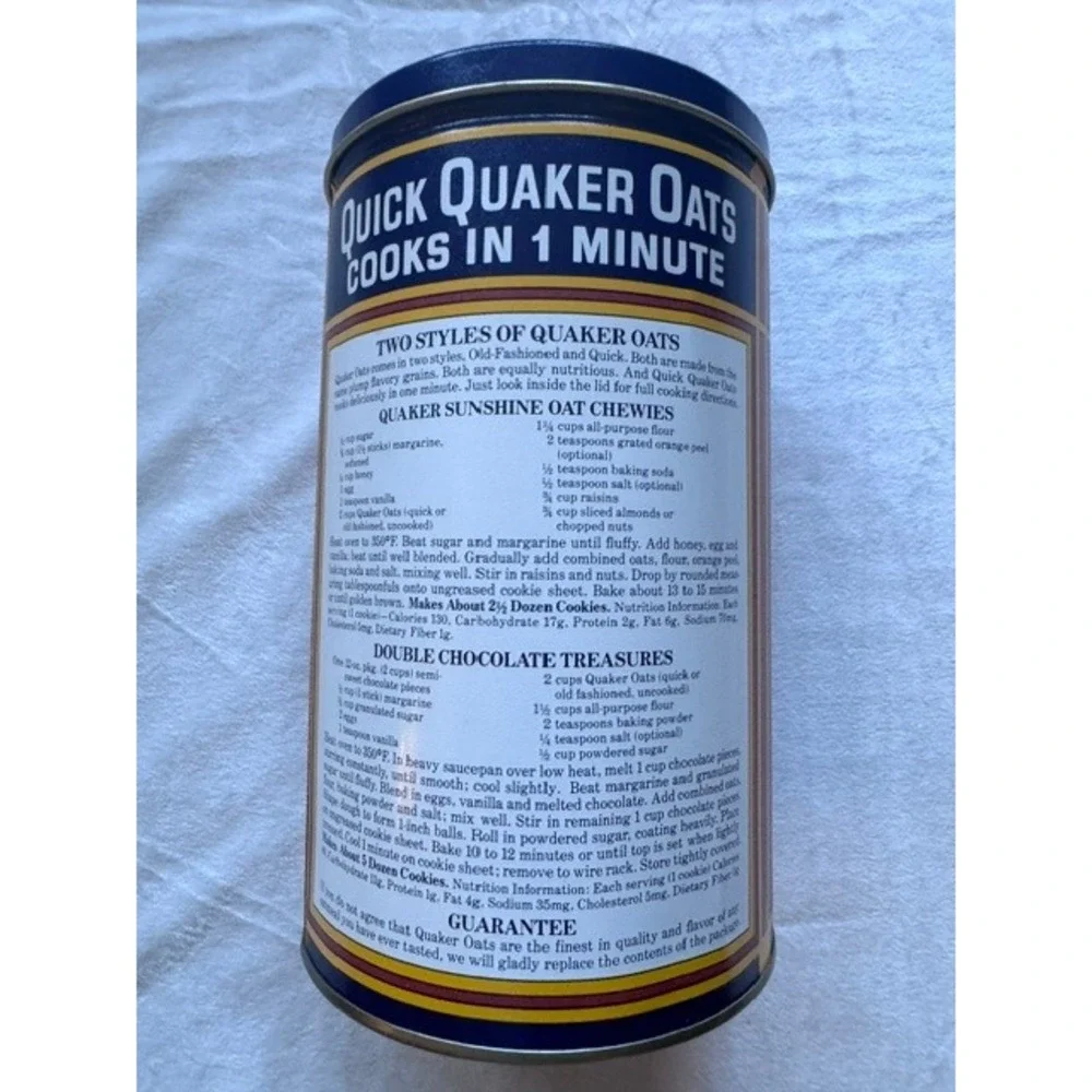 Vintage 1990 Quaker Oats Limited Edition Tin Canister Farmhouse Kitchen Decor